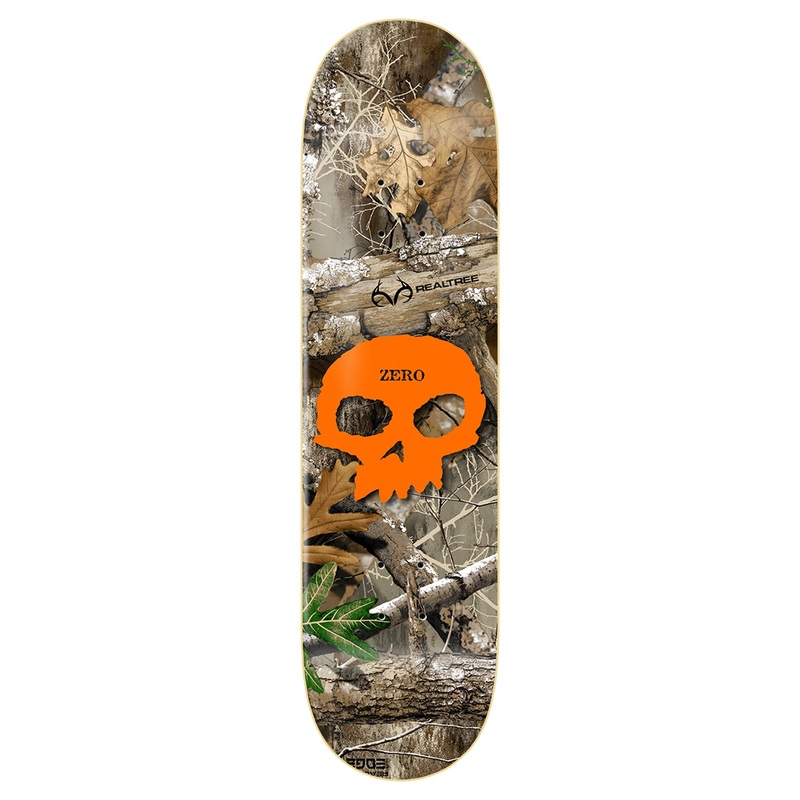 Zero x Realtree Skateboard Single Skull Orange Skateboard Deck - 8.25"