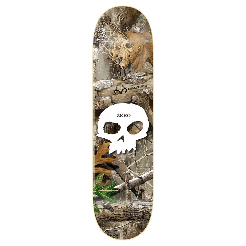 Zero x Realtree Skateboard Single Skull White Skateboard Deck - 8.5"