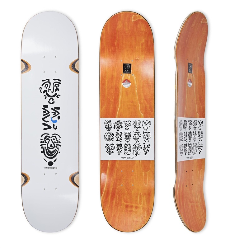 Polar Skate Co SHIN SANBONGI - Faces (White) WHEEL WELL Skateboard Deck - 8.25"
