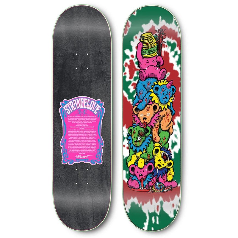 StrangeLove Holiday Bears (Green Tie Dye) Screen Printed x (WB: ) Sean Cliver Skateboard Deck - 8.5"