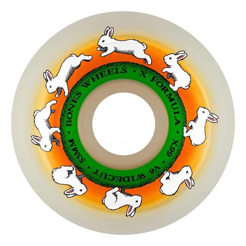 BONES Skateboard Wheels X-Formula 'Runny Bunny' V6 Wide - Cut 99A