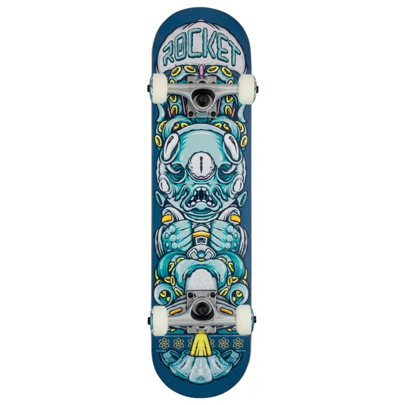 Rocket Skateboard Alien Pile-up Blue Complete Skateboard - 7.375"