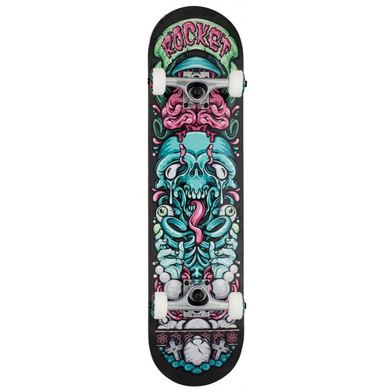 Rocket Skateboard Bones Pile-up Black Complete Skateboard - 7.75"