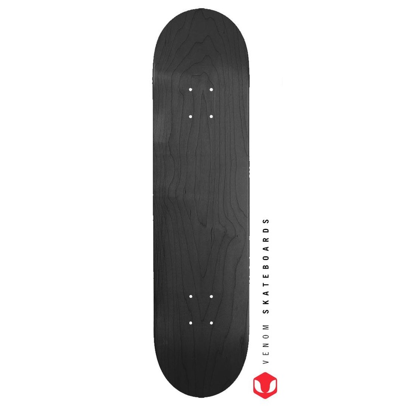Venom Blank Skateboard Deck - Black - 7.75" to 8.25"