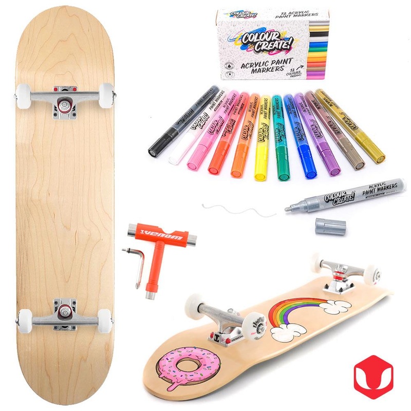 Venom Skateboards Complete Skateboard & Pens Natural - 8"