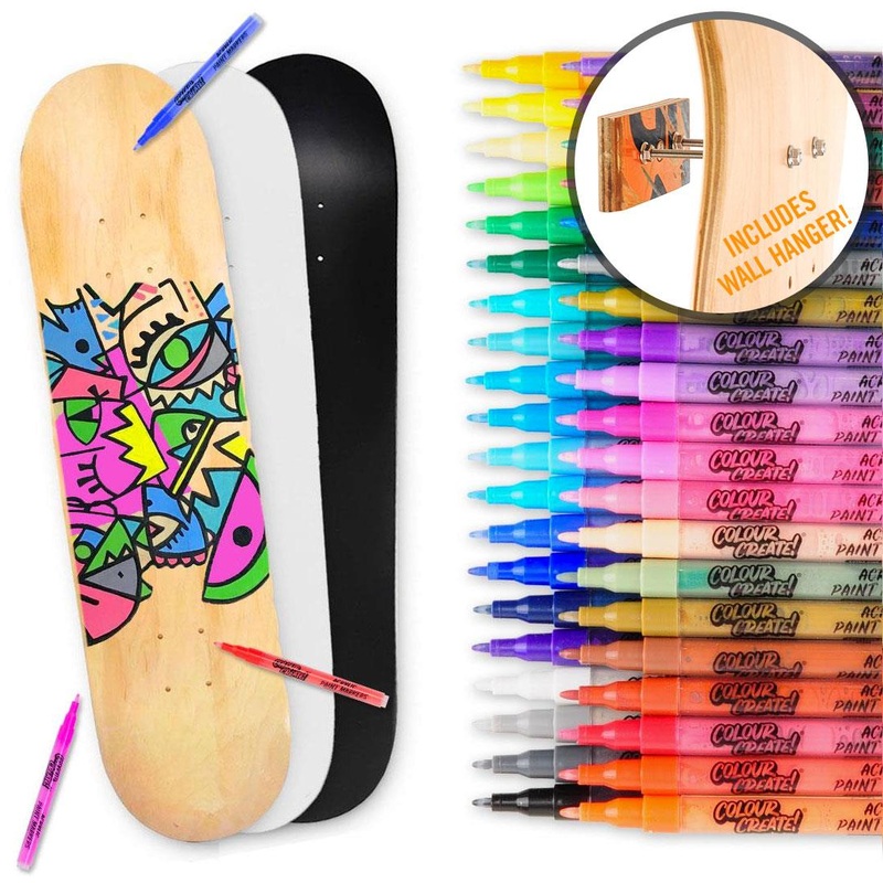 Venom Skateboards Deck With Colour Create Pens & Free Deck Wall Hanger