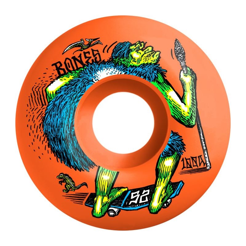 BONES Skateboard Wheels OG Formula 'NEONderthal' V4 (Wide) 100A Orange