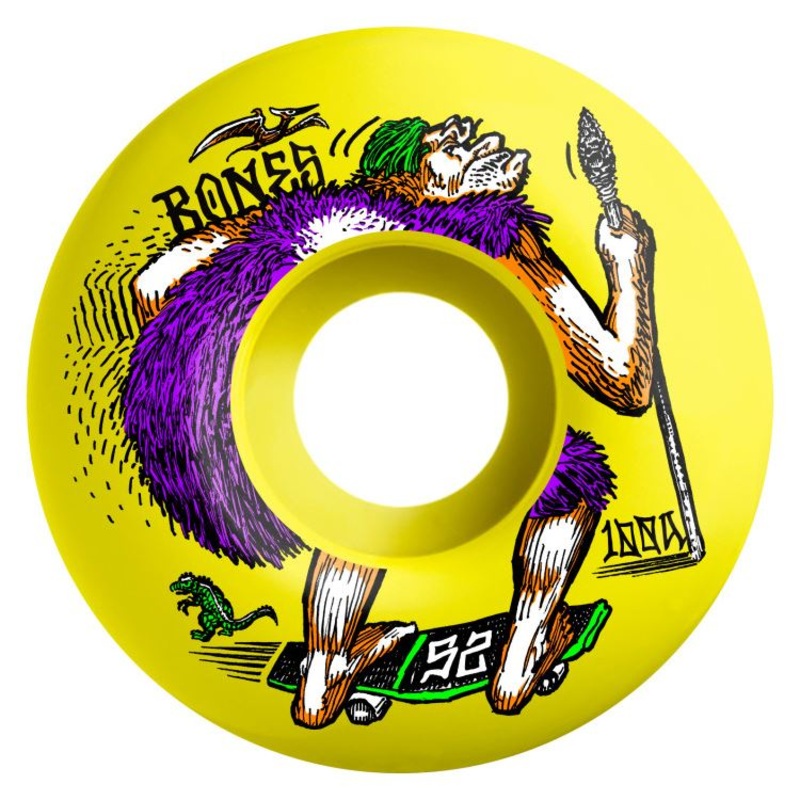 BONES Skateboard Wheels OG Formula 'NEONderthal' V4 (Wide) 100A Yellow
