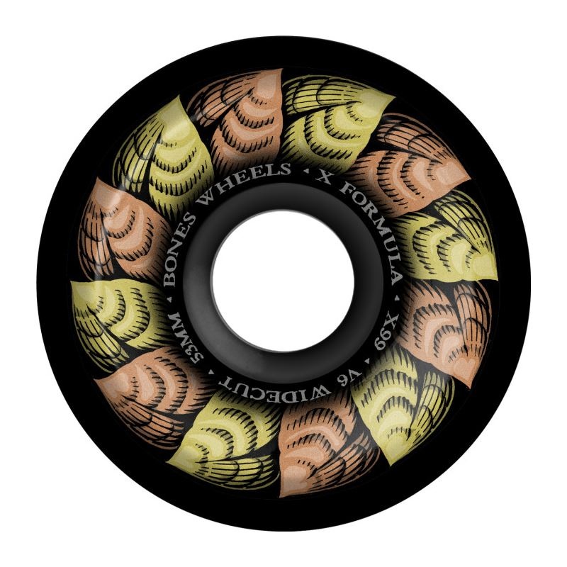 BONES Skateboard Wheels X-Formula 'Leaving' V6 Wide - Cut 99A Black