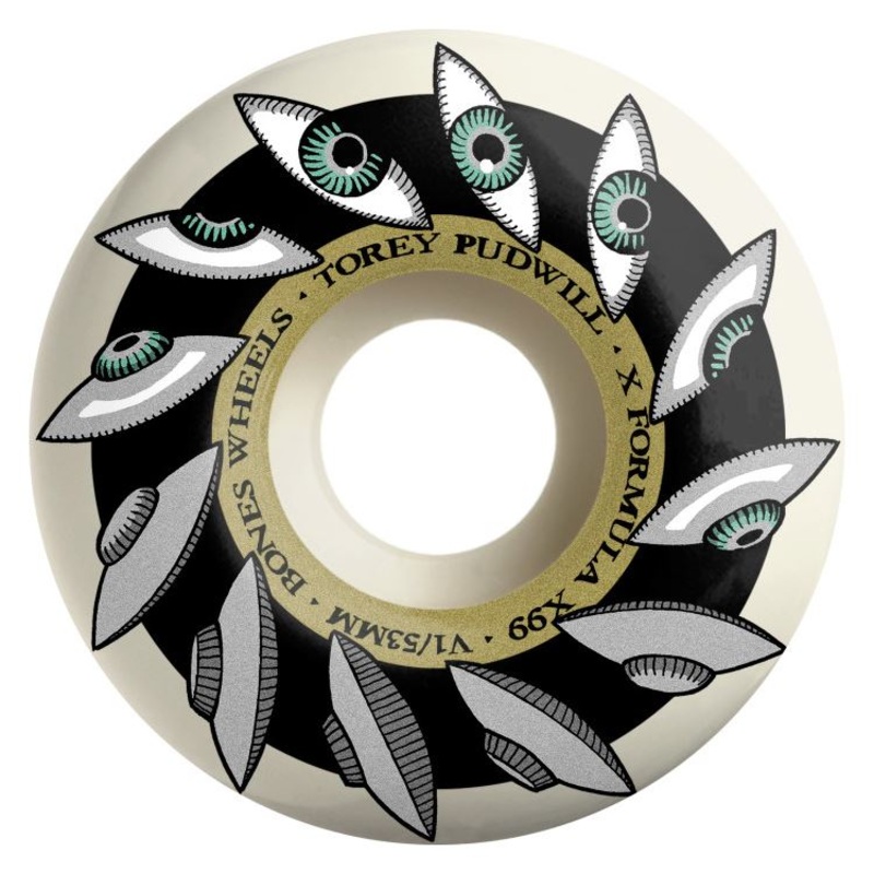 BONES Skateboard Wheels X-Formula Pudwill 'Eyeing Saucer' V1 Standard 99A