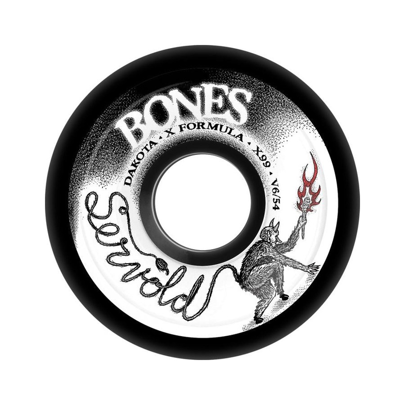 BONES Skateboard Wheels X-Formula Servold 'Eternal Search' V6 Widecut 99A (Black)