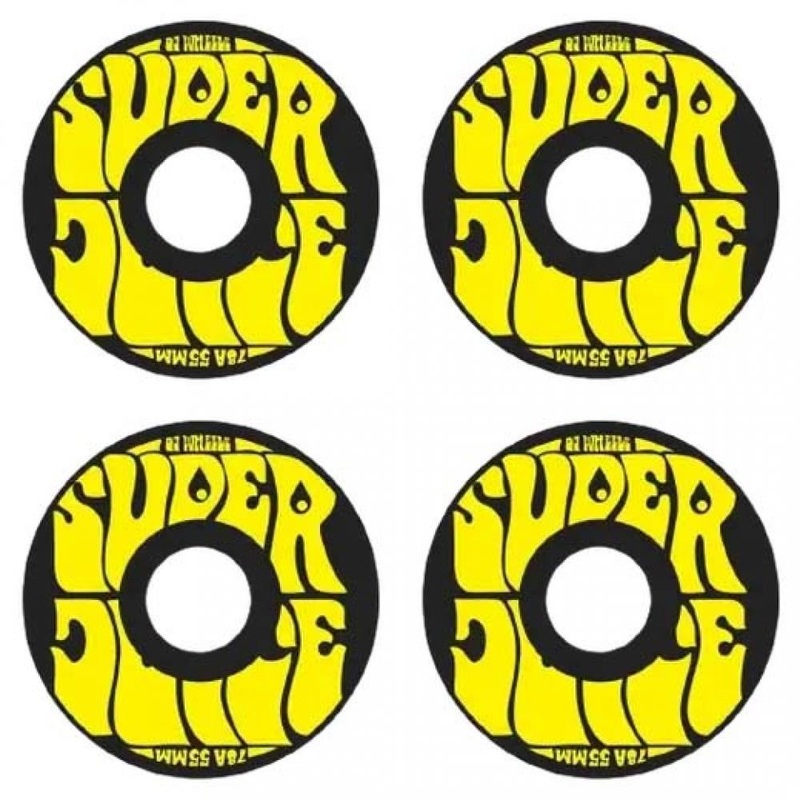 OJ Soft Skateboard Wheels Mini Super Juice 78a - Black With Yellow Graphic