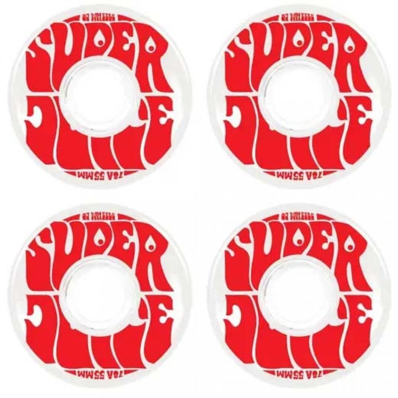 OJ Soft Skateboard Wheels Mini Super Juice 78a - White With Red Graphic