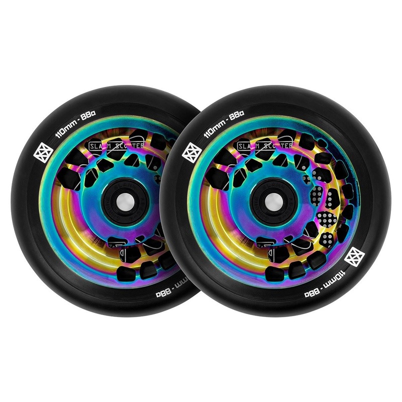 Slamm Neochrome 110mm Split Core Wheels - Pair - Neochrome