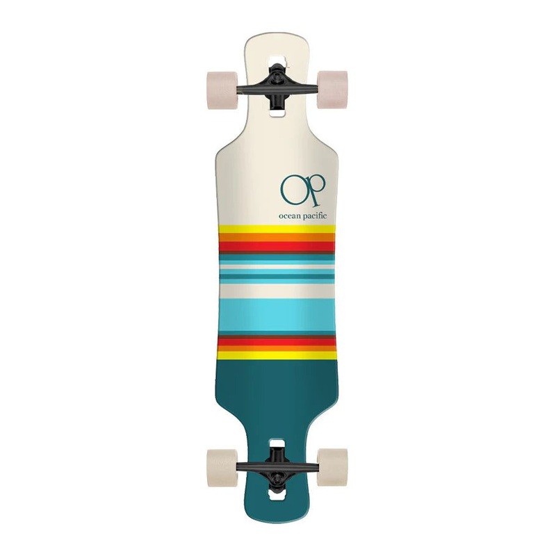 Ocean Pacific Swell Drop Through Off White/Teal Off White/Teal Complete Longboard - 36.0"