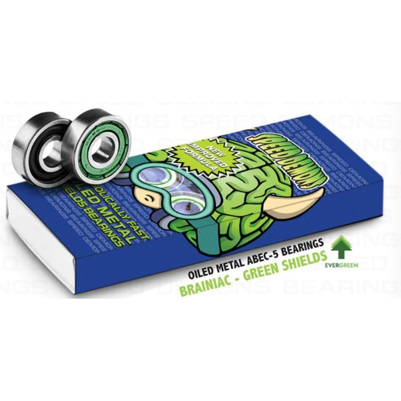 Speed Demons Brainiac Skateboard Bearings Green Abec 5 - One Size,
