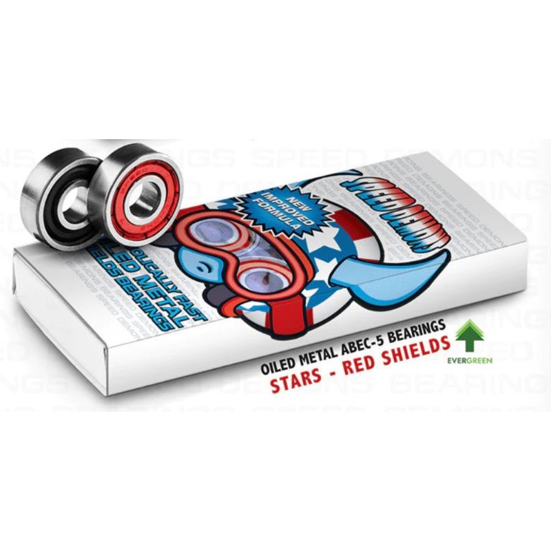 Speed Demons Stars Skateboard Bearings Red Abec 5 - One Size,