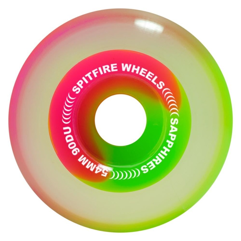 Spitfire Soft Skateboard Wheels Sapphire Radial 90D - Pink / Green