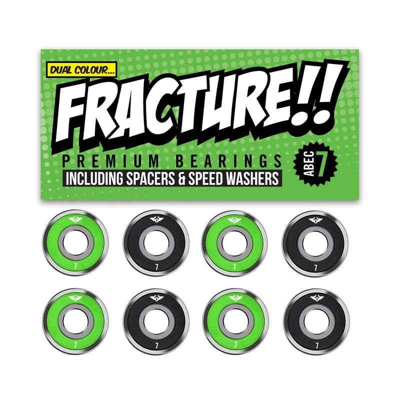 Fracture Premium Abec 7 Green/Black Skateboard Bearings