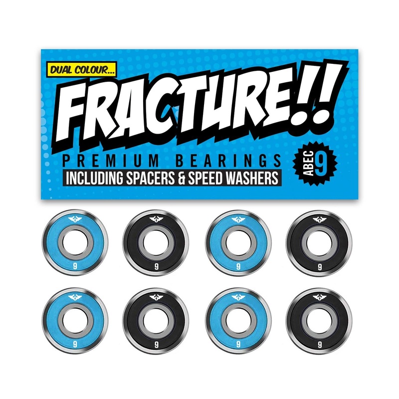 Fracture Premium Abec 9 Blue/Black Skateboard Bearings