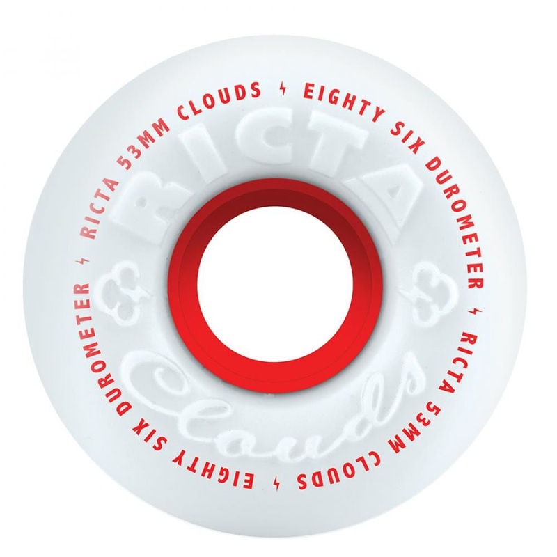 Ricta Skateboard Wheels Clouds 86a - White / Red
