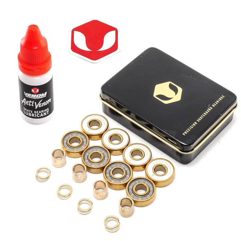 Venom Premium Precision Gold Skateboard Bearings & Venom Bearing Lubricant Pack