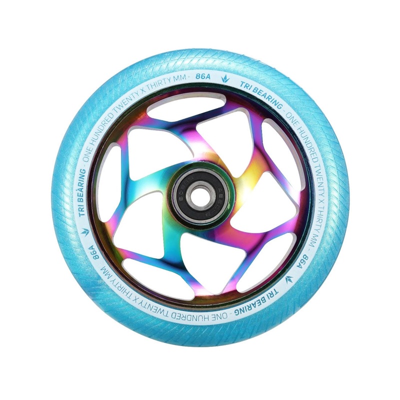 Envy Tri-Bearing 120x30mm Wheel - Teal/Oil Slick