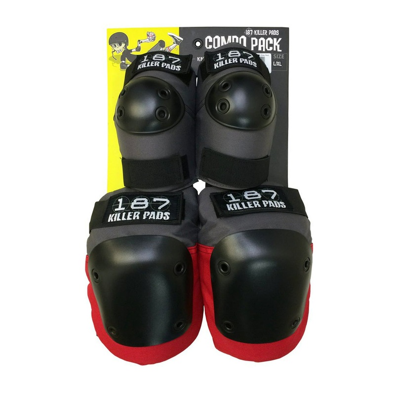 187 Knee/Elbow Combo Pack - Grey/Red