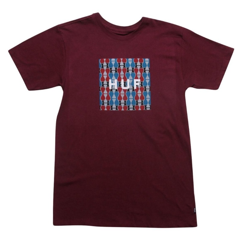 HUF Box Logo Fill Century Tee Burgundy - Large