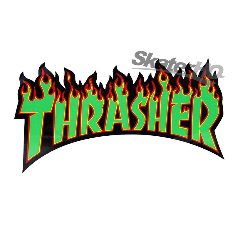 Thrasher Flame XL Sticker - Black/Green