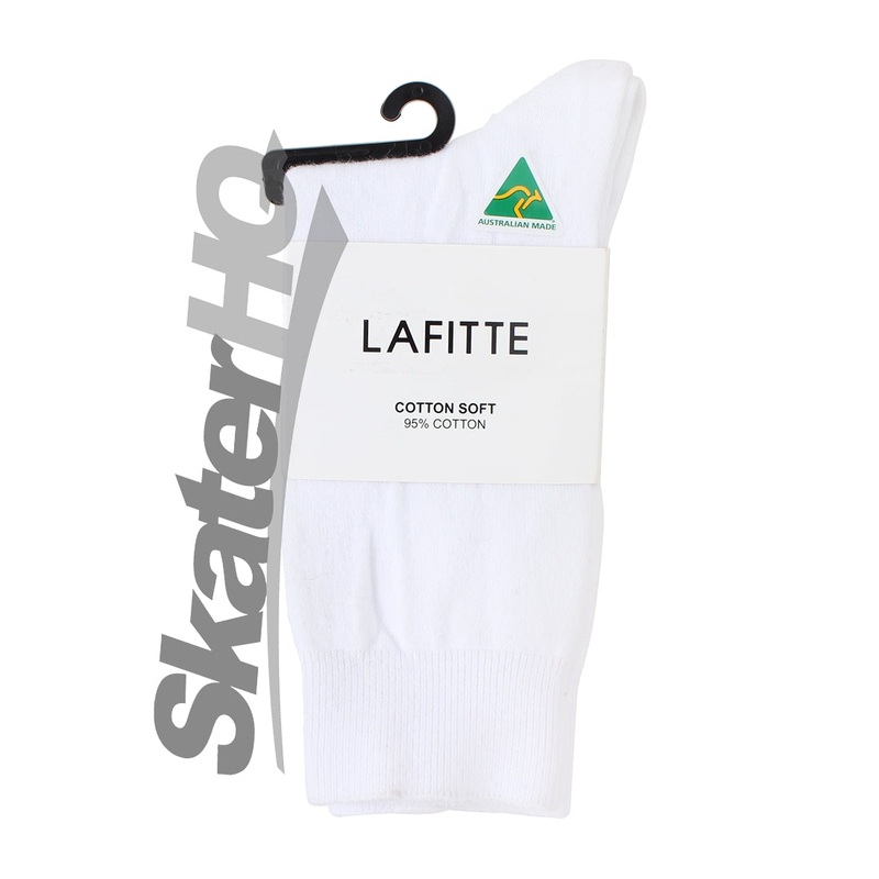 Lafitte Cotton Crew Socks - White - 2-8US