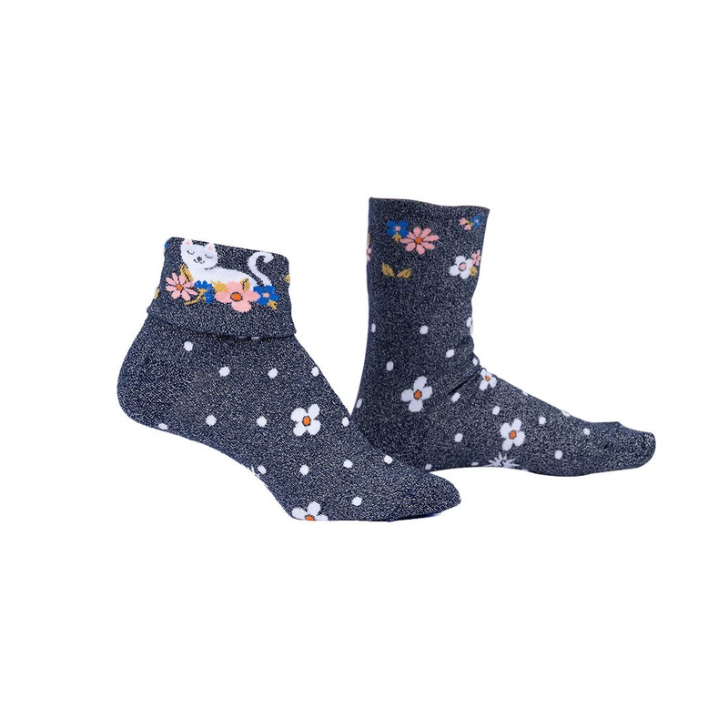 Sock It To Me - Turn Cuff Crew - Sitting Kitty