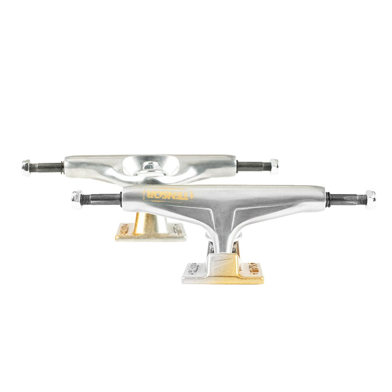 Tensor Aluminium Stencil Mirror Trucks - Raw/Gold Fade