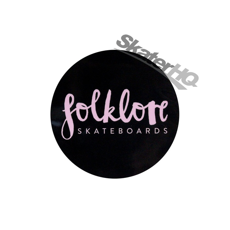 Folklore Round Script Sticker - Black/Pink