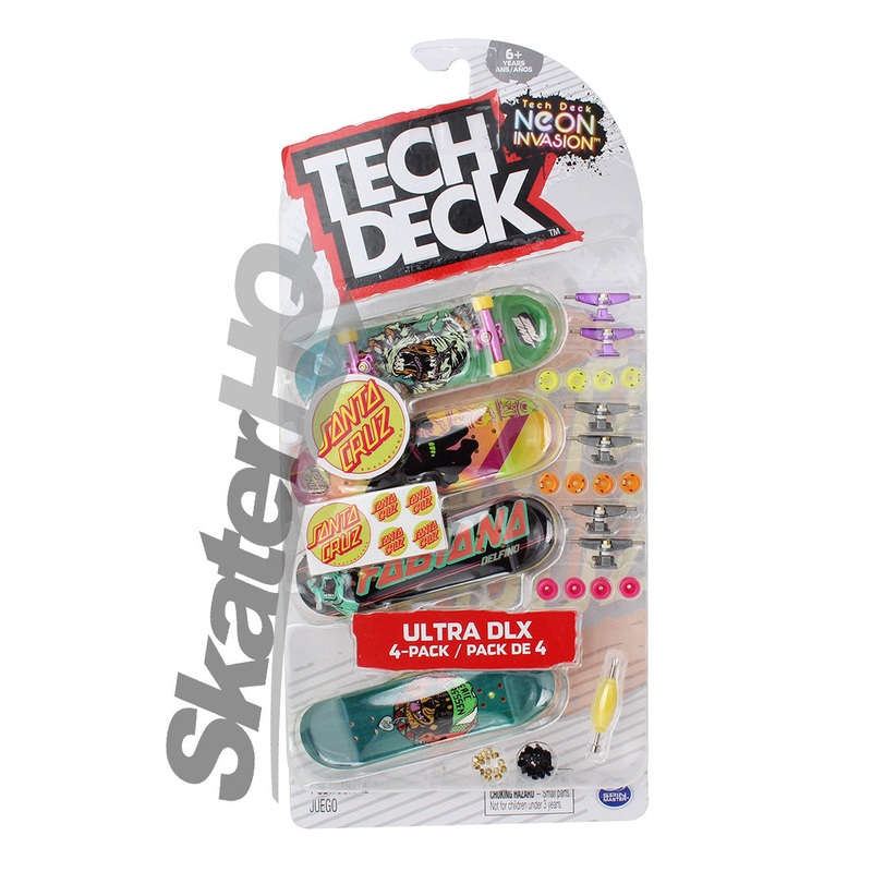 Tech Deck 4pk Ultra DLX - Santa Cruz Neon Invasion