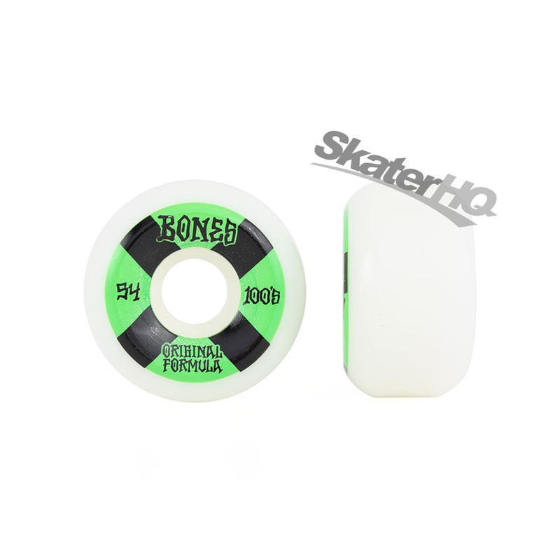Bones OG 100s V5 Sidecut 54mm - White/Green