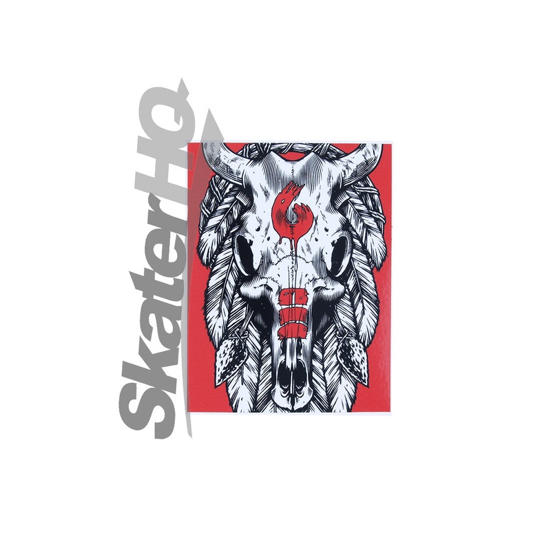 Birdhouse Tribal Skull Sticker - White/Red