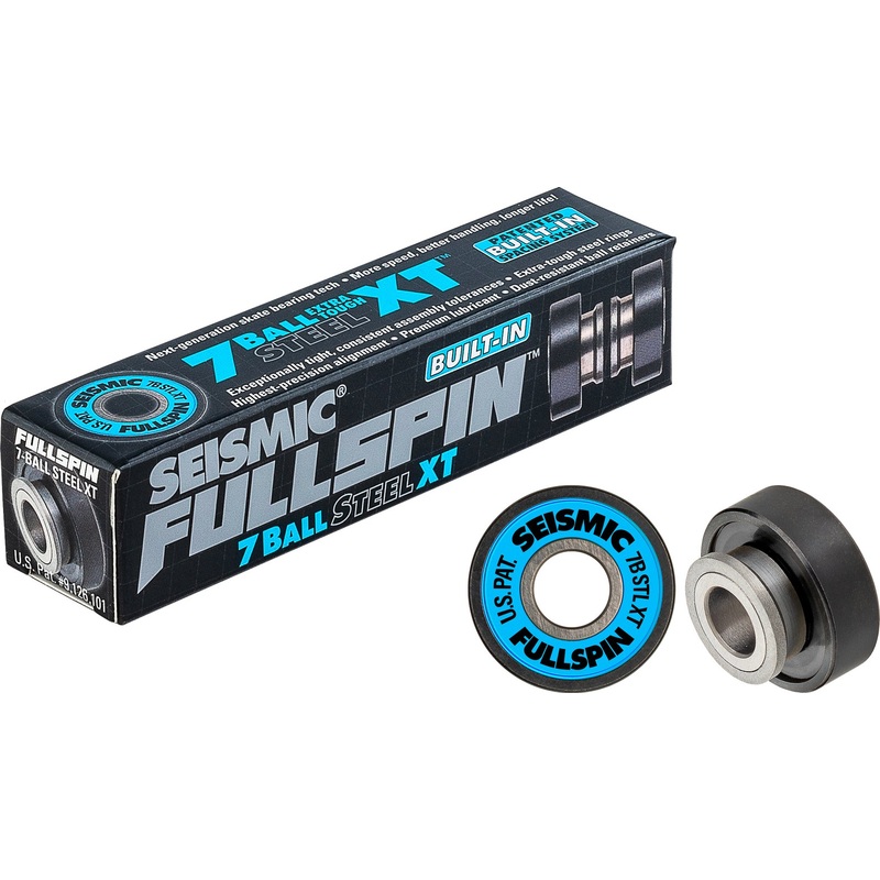 Seismic: Fullspin 7-Ball XT Steel Built-in Longboard Skateboard Bearings