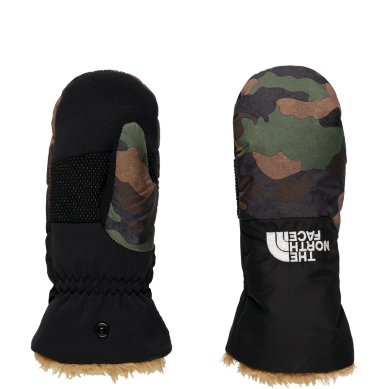 North Face Boys Shasta Mitt in Black Camo Print and Utility Brown