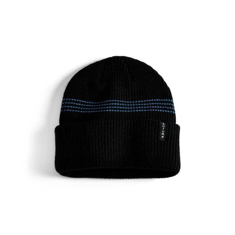 Autumn Select Mini Stripe Beanie in Black and Blue 2025