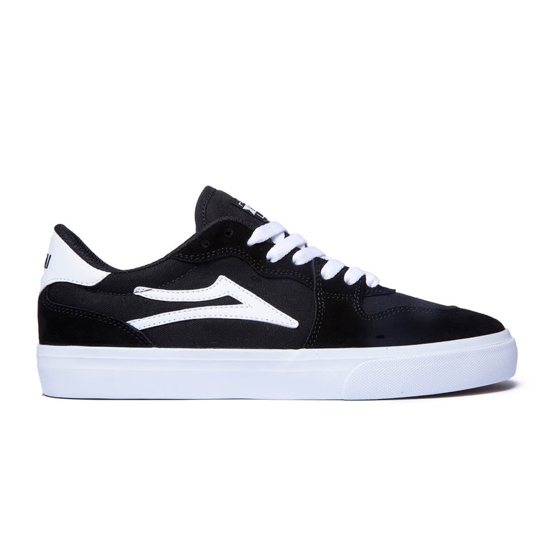 Lakai Cambridge Skate Shoe in Black and White Suede