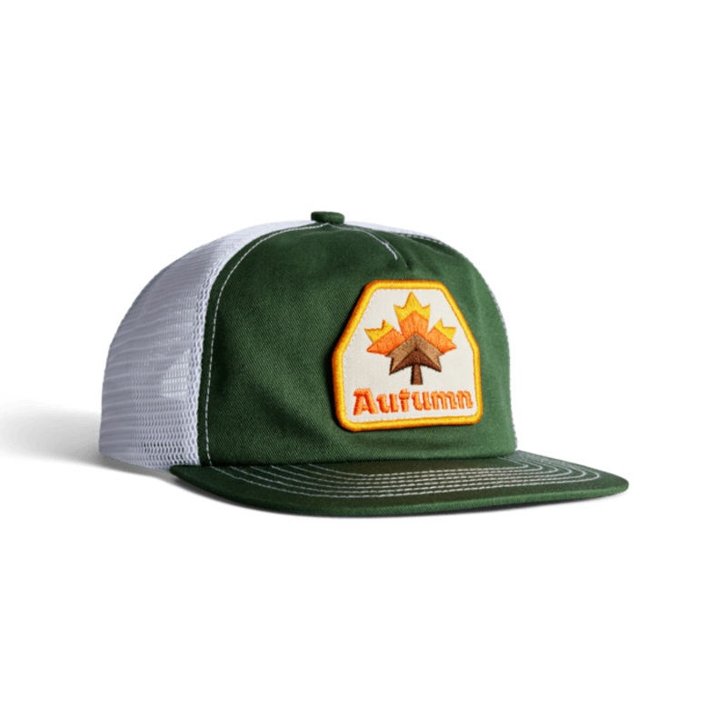 Autumn Patch Trucker Hat in Evergreen 2025