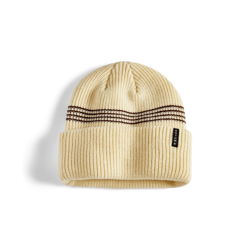 Autumn Select Mini Stripe Beanie in Natural Burgundy 2025