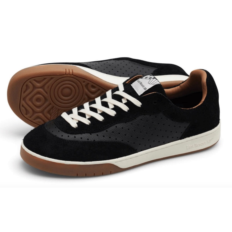 Last Resort CM001 Lo Perf Leather and Suede Shoe in Black and White