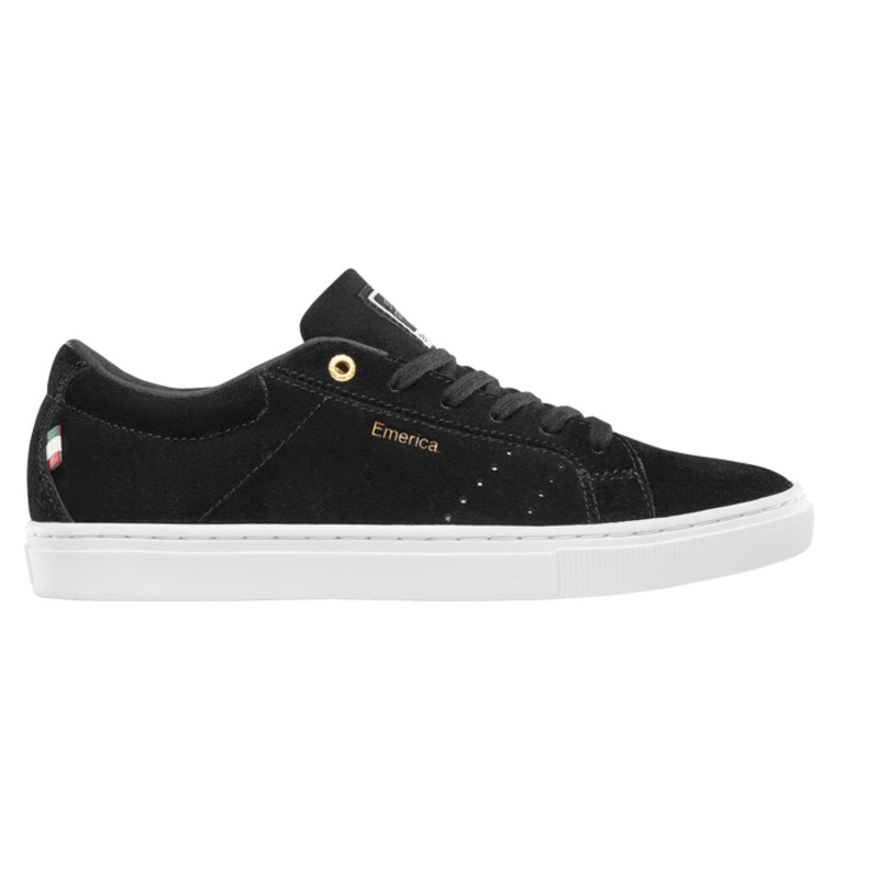 Emerica Americana Skate Shoe Black White and Gold