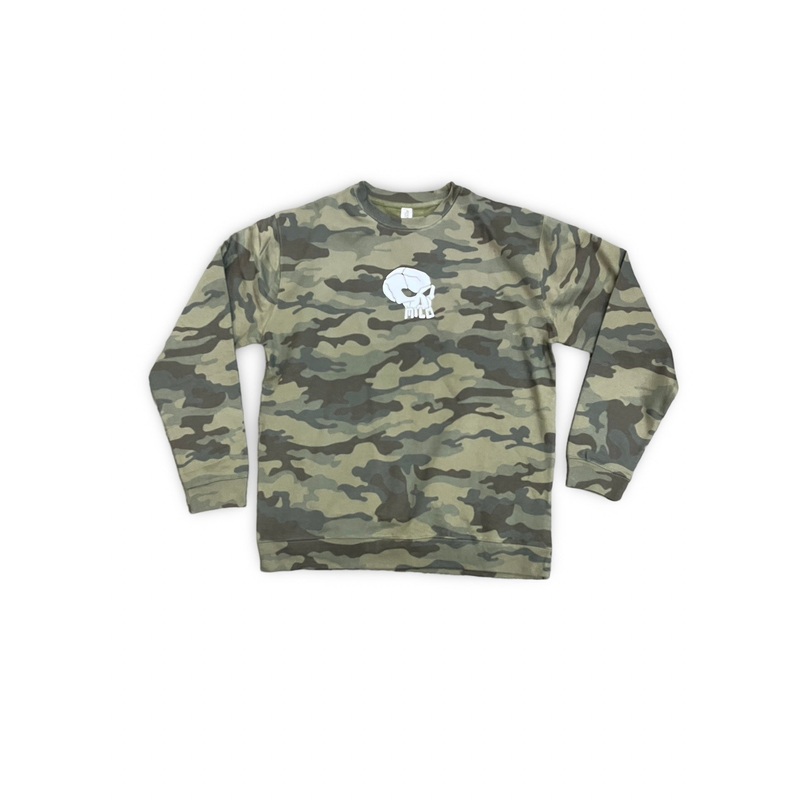 Milosport Block Logo Crew Sweatshirt in Camo Green and White