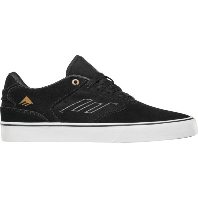 Emerica The Low Vulc Skate Shoe in Black and Gold and White