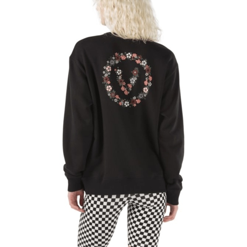Vans Womens Floral V Crewneck in Black