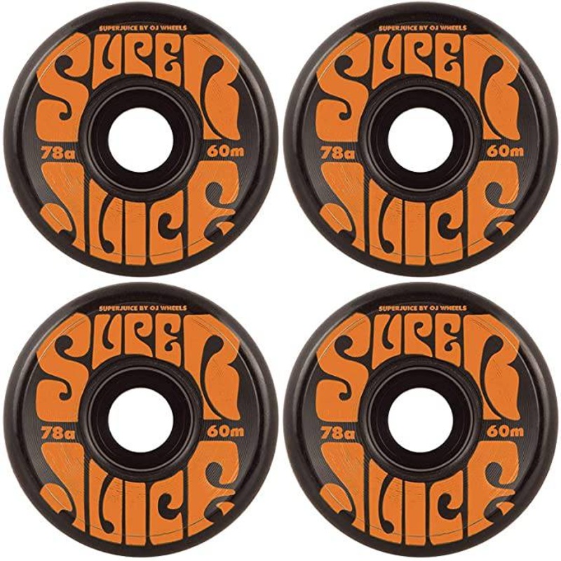 OJ Wheels 55mm Mini Super Juice Skate Wheels in Black and Orange 78a
