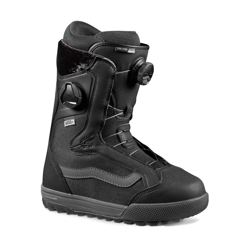 Vans Encore Pro Womens Snowboard Boot in Black and Lilac Snow 2023